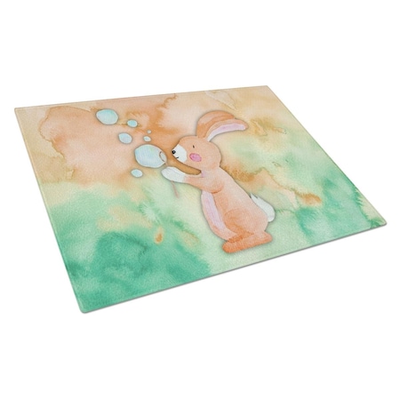 Carolines Treasures Rabbit & Bubbles Watercolor Glass Cutting Board Large BB7349LCB